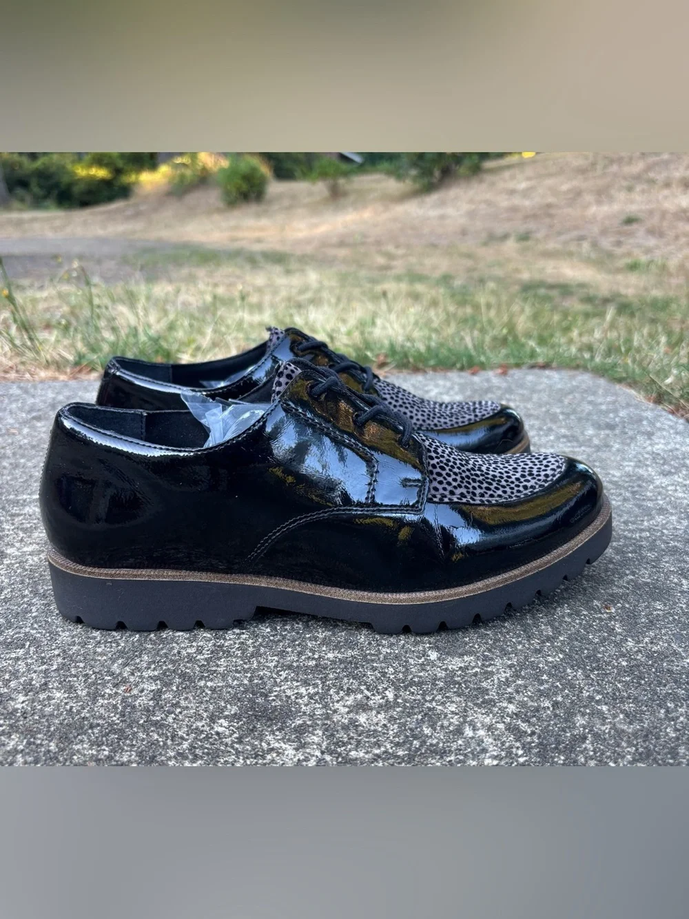 Remonte Patent Leather Animal Print Oxford Lug Shoes EU 39 US 8 - Picture 3 of 16